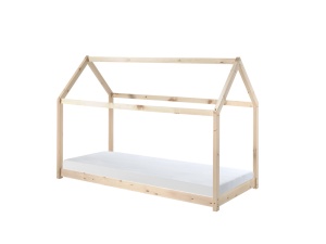 Set Pat Căsuță cu Saltea, Natural, 90 x 200 cm (Pin Masiv) – CABANE – Vipack - Img 2