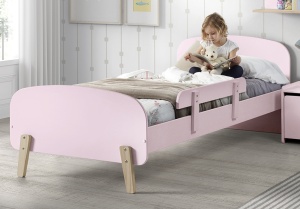 Set Pat Kiddy 90x200 cm cu Bară de Siguranță, pentru Camera Copii, Roz Pal – Vipack