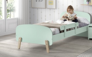 Set Pat Kiddy 90x200 cm cu Bară de Siguranță, pentru Camera Copii, Verde Mentă – Vipack - Img 1