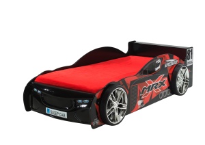 Set Pat Mașină de Curse MRX și Saltea BASIC COOL pentru Copii, 2 Piese, Negru cu Roșu (MDF) – Auto – Vipack - Img 2