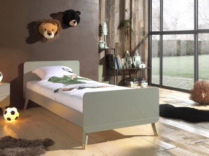 Set Pat Single și Noptieră pentru Copii, 2 Piese, 90x200 cm, Verde Olive (Pin Masiv și MDF) – Billy – Vipack - Img 7