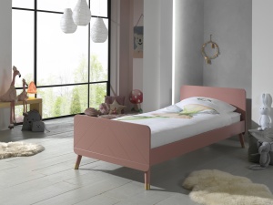 Set Pat Single și Noptieră pentru Copii, 90x200 cm, Roz (Pin Masiv și MDF) – Billy – Vipack - Img 7