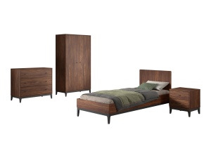 This ILYAS combination consists of a bed (90 x 200 cm), nightstand, 2-door wardrobe and chest of 3 drawers.