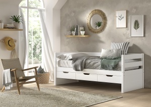 This MARGRIT combination in white consists of a cabin bed (90 x 200 cm) with three storage drawers and a matching pull-out bed. - Img 9