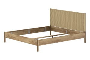 This OLIVE combination consists of a double bed (180 x 200 cm) with a woven rope headboard and two bedside tables with drawer. - Img 3