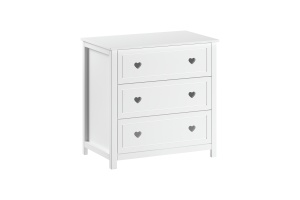 Comodă AMORI pentru Copii, Alb (Pin Masiv și MDF), Design Romantic – Vipack - Img 2