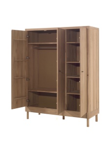 Dulap cu 3 Uși Forrest Oak, pentru Camera Copii, din Lemn de Stejar, Natur – Vipack - Img 4