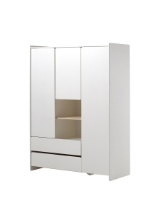 Dulap Kiddy cu 3 Uși și 2 Sertare, pentru Camera Copii, Alb – Vipack - Img 3