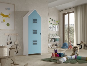 Dulap pentru Copii Căsuță, Albastru, (MDF) – CASAMI – Vipack - Img 1