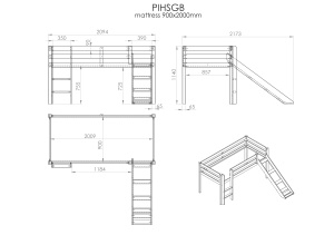 Pat copii cu tobogan și husă navetă spațială pentru copii – Vipack Pino [Dimensiuni: 200x90x114 cm] - Img 3