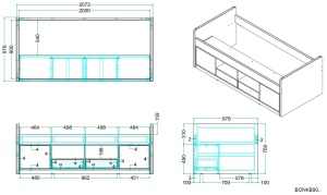 Pat cu Depozitare Integrată, Turcoaz și Alb (PAL și MDF) Bonny – Vipack - Img 3