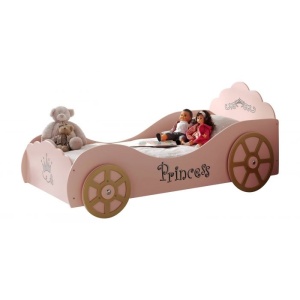Pat Mașină Princess Pinky pentru Copii, 90x200 cm, Roz (MDF) – Auto – Vipack - Img 3