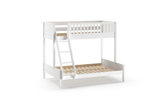 Pat pentru copii SCOTT, alb, 140 x 200 cm + 90 x 200 cm, din pin scandinav și MDF, cu somiere incluse și sertar mare pentru loc de dormit suplimentar – Vipack - Img 4