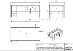 Pat Pino pentru copii cu scară, alb, 90x200 cm, înălțime 85 cm – Vipack - Img 4