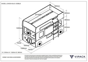 Pat Suprapus Autobuz Londonez, 90x200 cm, Roșu (MDF), cu Lumini LED – Auto – Vipack - Img 3