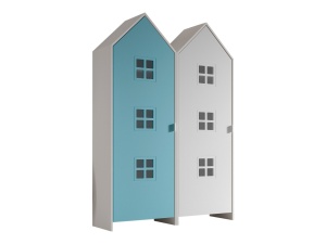 Set 2 Dulapuri pentru Copii Căsuță, Albastru și Alb, (MDF) – CASAMI BRUGES – Vipack - Img 2