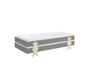 Set 2 paturi stivuibile pentru copii MODULO, gri, din MDF și pin masiv, cu somiere cu lamele incluse – Vipack - Img 4