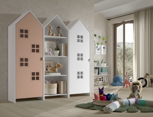 Set 3 Dulapuri pentru Copii Căsuță, Roz și Alb, (MDF) – CASAMI BRUGES – Vipack - Img 1