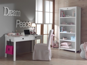 Set Birou și Bibliotecă AMORI, Alb, Stil Romantic – Vipack - Img 1