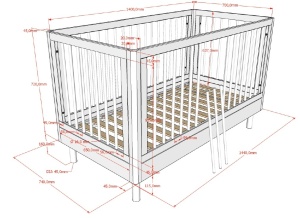 Set Complet Mobilier Cameră Bebelus Forrest Oak, din Lemn Masiv de Stejar, Natur: Pătuț Convertibil (70x140 cm), Masă de Înfășat și Dulap cu 2 Uși – Vipack - Img 10