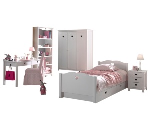Set Complet Mobilier Cameră Copii AMORI, 5 Piese, Alb, Design Romantic – Vipack - Img 2