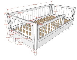 Set Complet Mobilier Cameră Copii Forrest Oak, din Lemn Masiv de Stejar, Natur: Pat Junior (70x140 cm), Comodă cu 3 Sertare și Dulap cu 2 Uși – Vipack - Img 11