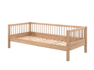 Set Complet: Pat Căsuță Forrest Oak pentru Camera Copii, 90x200 cm, cu Sertar Pat, Barieră de Siguranță Suplimentară și Set Textil, din Lemn Masiv de Stejar, Natur – Vipack - Img 12