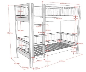 Set Complet: Pat Supraetajat Forrest Beech pentru Camera Copii, 90x200 cm, cu Sertar Pat și Barieră de Siguranță, din Lemn Masiv de Fag, Alb – Vipack - Img 6
