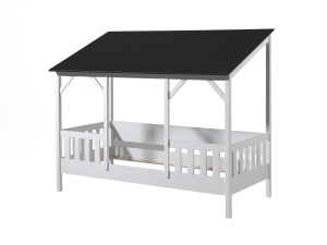 Set de Pat copii Vipack conține un Pat copii Vipack 03 acoperiș negru și o șipcă 17s și o SALTEA PAT COPII