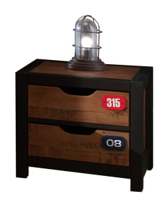 Set Mobilier Cameră Copii ALEX, 4 Piese, Pat 90x200 cm, Somieră Inclusă, Pin Masiv și Metal Negru – Vipack - Img 6