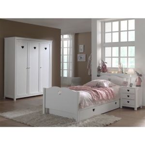 Set Mobilier Cameră Copii AMORI, 3 Piese, Alb, Stil Romantic – Vipack - Img 1