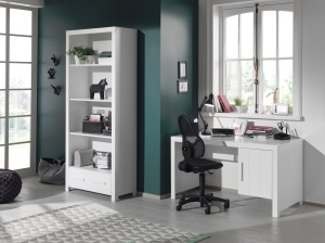 Set Mobilier Cameră Copii ERIK: Birou și Bibliotecă, Alb – Vipack - Img 1