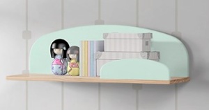 Set Mobilier Kiddy pentru Camera Copii – Pat 90x200 cm, Noptieră & 2 Polițe Perete – Verde Mentă – Vipack - Img 4