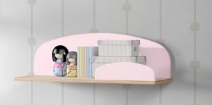 Set Mobilier Kiddy pentru Camera Copii – Pat 90x200 cm, Noptieră, Cutie Jucării & 2 Polițe Perete – Roz Pal – Vipack - Img 4