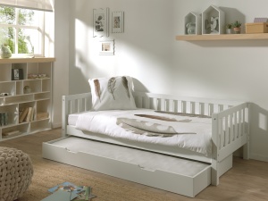 Set Pat Cabină Fritz 90x200 cm cu Sertar Suplimentar, pentru Copii, Alb – Vipack - Img 4