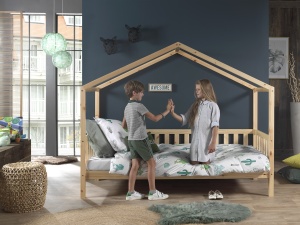 Set Pat Căsuță, cu Protecție și Saltea, Natur, 90 x 200 cm, Pin Masiv – Dallas – Vipack - Img 6