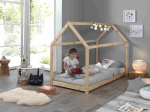 Set Pat Căsuță cu Saltea, Natural, 90 x 200 cm (Pin Masiv) – CABANE – Vipack - Img 6