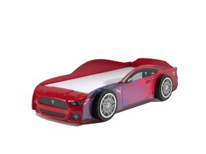 Set Pat Mașină PANTHER POWER și Saltea BASIC COOL pentru Copii, 2 Piese, 90x200 cm, Roșu cu Albastru (MDF) – Auto – Vipack - Img 2
