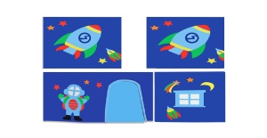 Set SCOTT este format din Pat copiiul de dormit înalt cu tobogan și perdeaua de joacă ASTRO. - Img 6