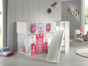 Set SCOTT format dintr-un Pat copii înalt cu tobogan, perdea de joacă PRINCESS și 3 saci de depozitare. - Img 2