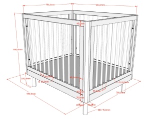 Țarc Bebelus Forrest Beech, 95 x 75 cm, din Lemn Masiv de Fag, Alb – Vipack - Img 3