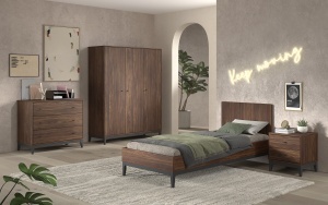 This ILYAS combination consists of a bed (90 x 200 cm), nightstand, 3-door wardrobe and chest of 3 drawers. - Img 2