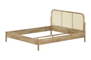 This OLIVE combination consists of a double bed (180 x 200 cm) with a rattan headboard and two bedside tables with rattan. - Img 4