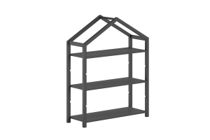 Bibliotecă în formă de Căsuță, Antracit, MDF – Dallas – Vipack - Img 2