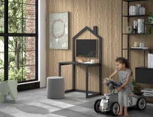 Birou în formă de Căsuță, Antracit, Pin Masiv – Dallas – Vipack - Img 1