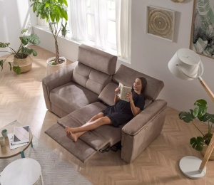 Canapea Anie Relax Electric, 196 cm, 2 locuri, structură fixă din lemn de pin + MDF, mecanism electric de înclinare sincronizată