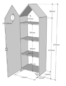 Dulap pentru Copii Căsuță, Gri, (MDF) – CASAMI – Vipack - Img 3