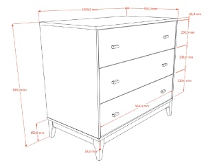 ILYAS CHEST OF 3 DRAWERS WALNUT - Img 3
