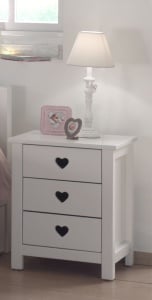 Noptieră AMORI pentru Copii, Alb (Pin Masiv și MDF), Design Romantic – Vipack - Img 1