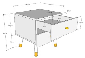Noptieră cu 2 Sertare, Alb Satinat (MDF) – Billy – Vipack - Img 3